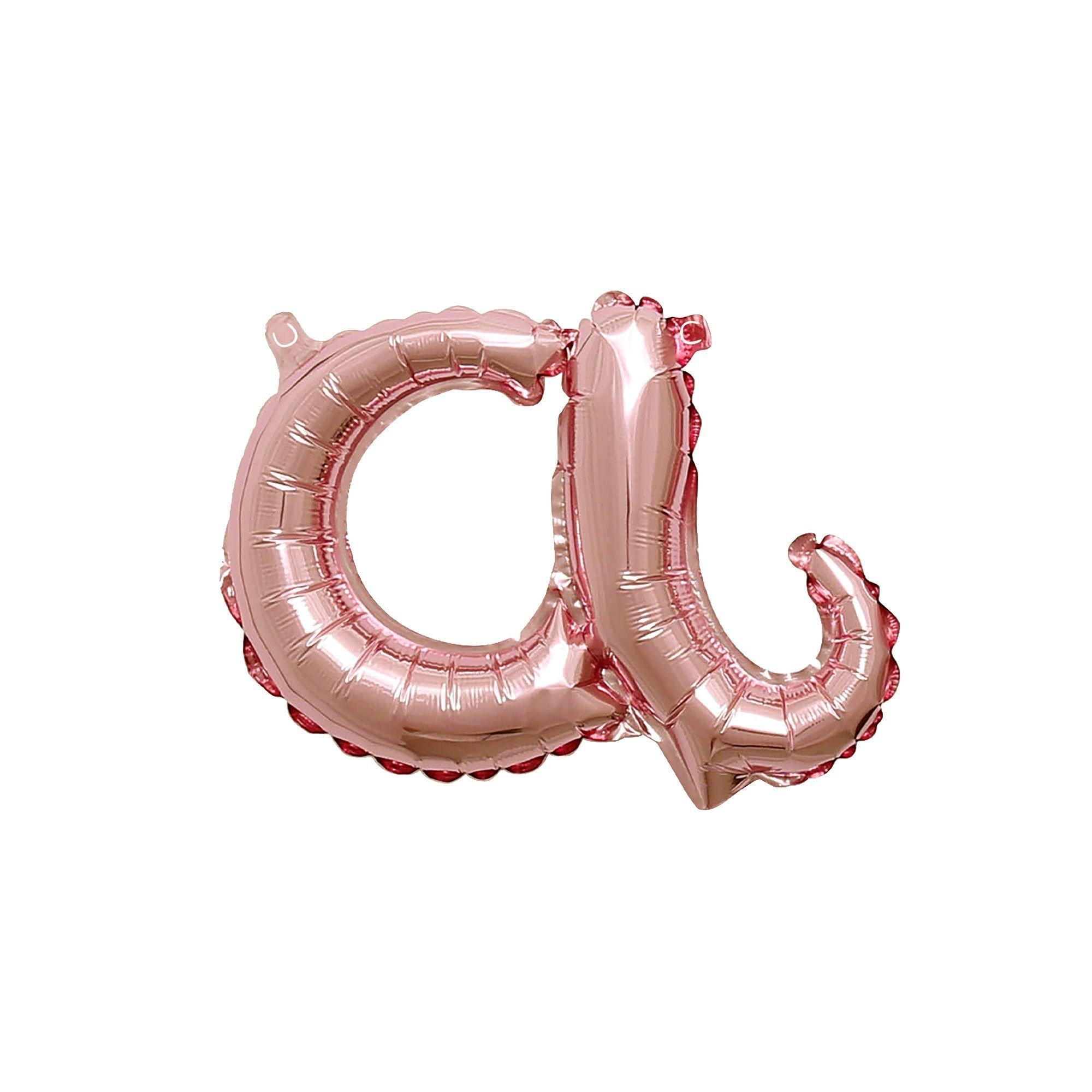 Air Filled Rose Gold Lowercase Cursive Letter a Foil Balloon